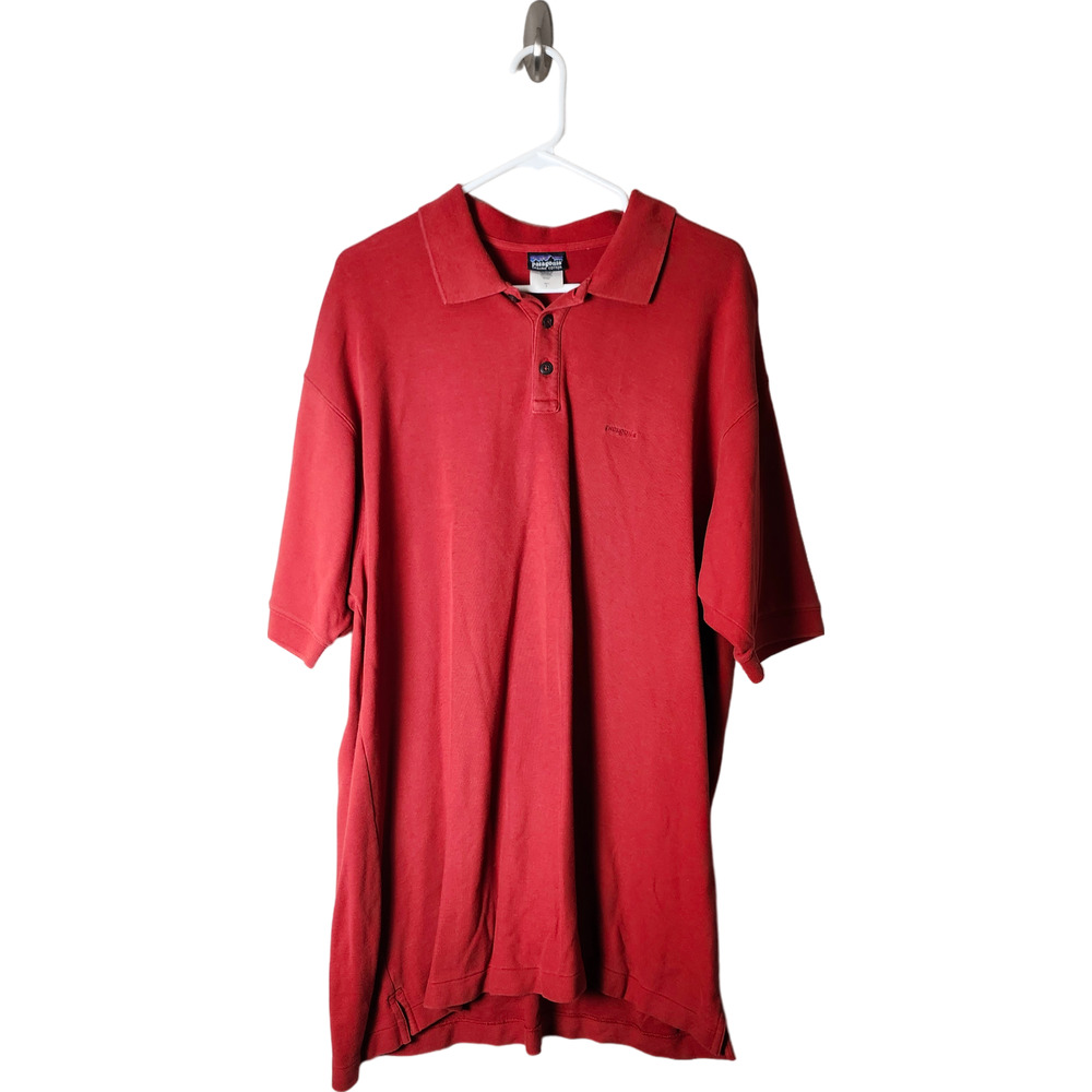 Patagonia Polo Shirt Large Burnt‎ Orange Organic Cotton Short Sleeve